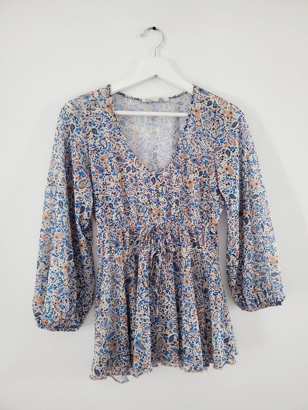 Floral Paisley Long Sleeve Sheer Boho Blouse